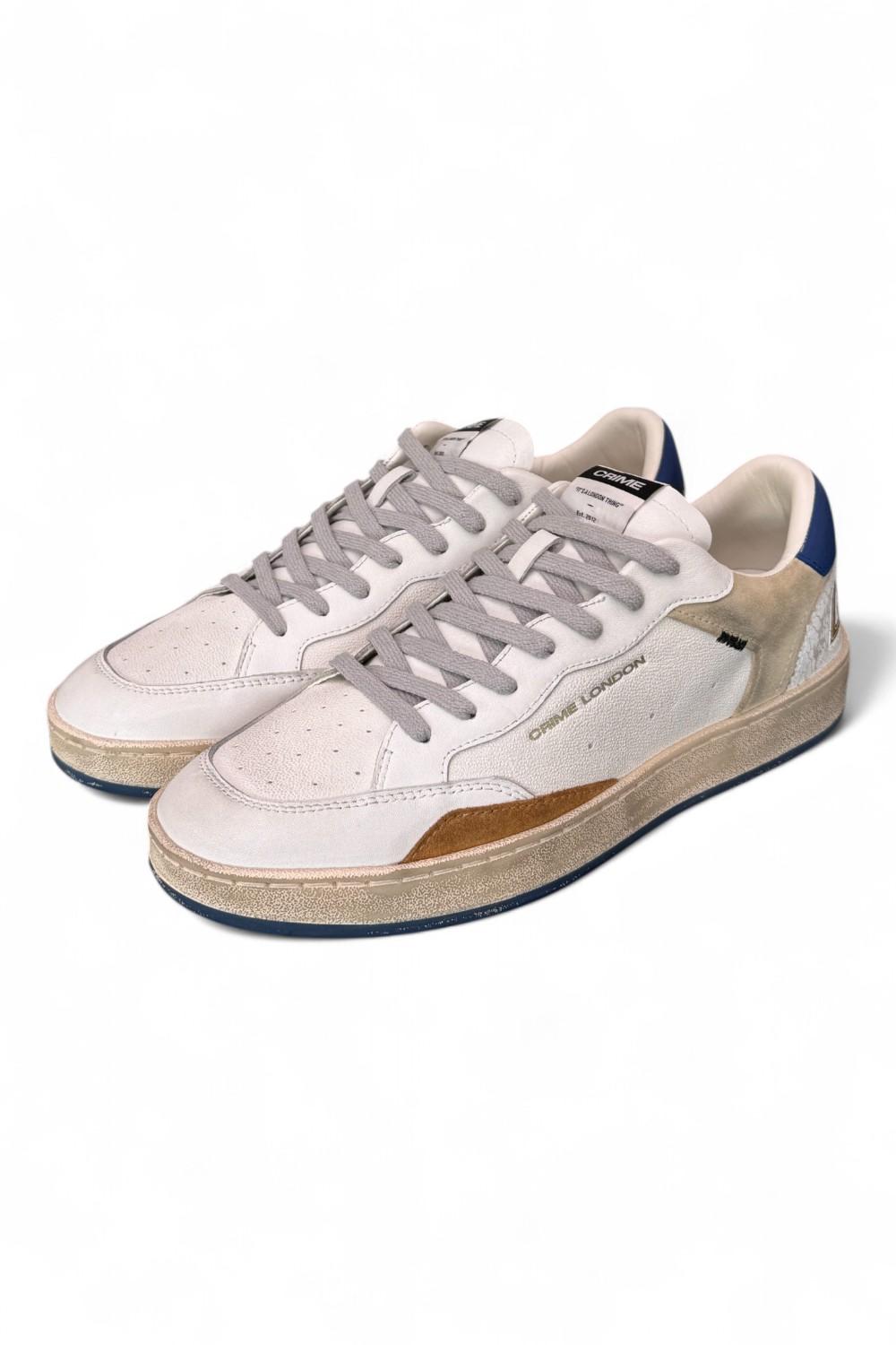 Sneaker uomo basket bianca Crime London Chelsea Oxford Blu 