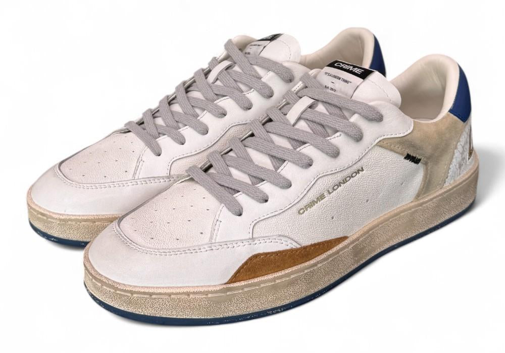 Sneaker uomo basket bianca Crime London Chelsea Oxford Blu 