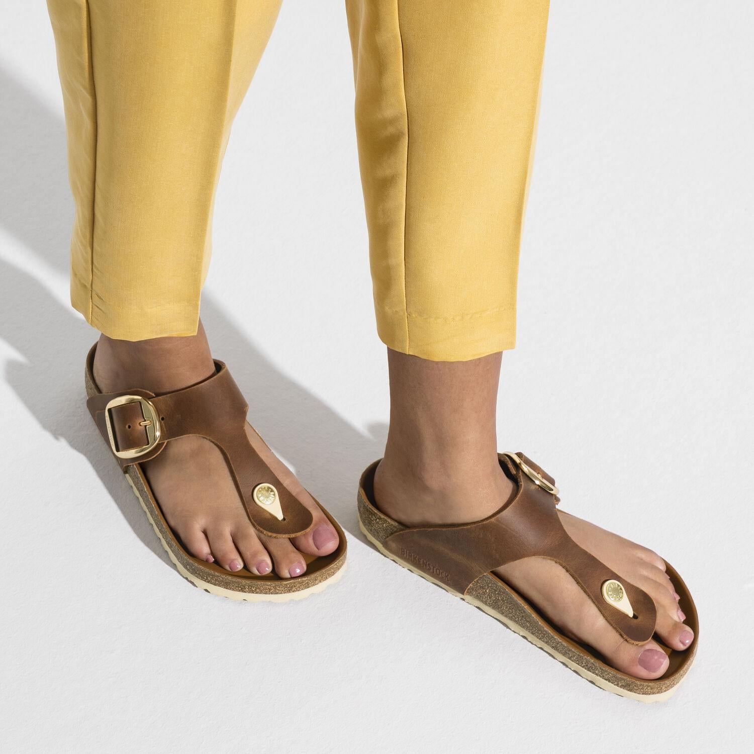 Ciabatta Gizeh Big Buckle cognac oiled leather Birkenstock 1018745 