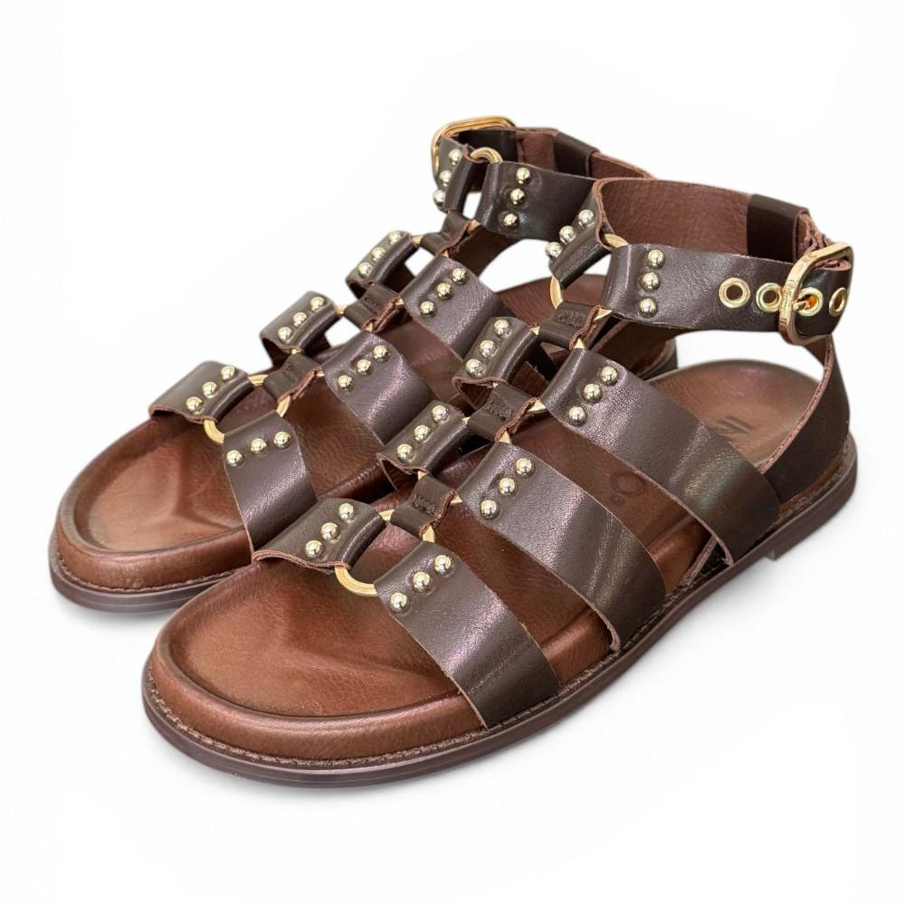 Sandalo gladiatore pelle testa di moro  Inuovo<BR/> 