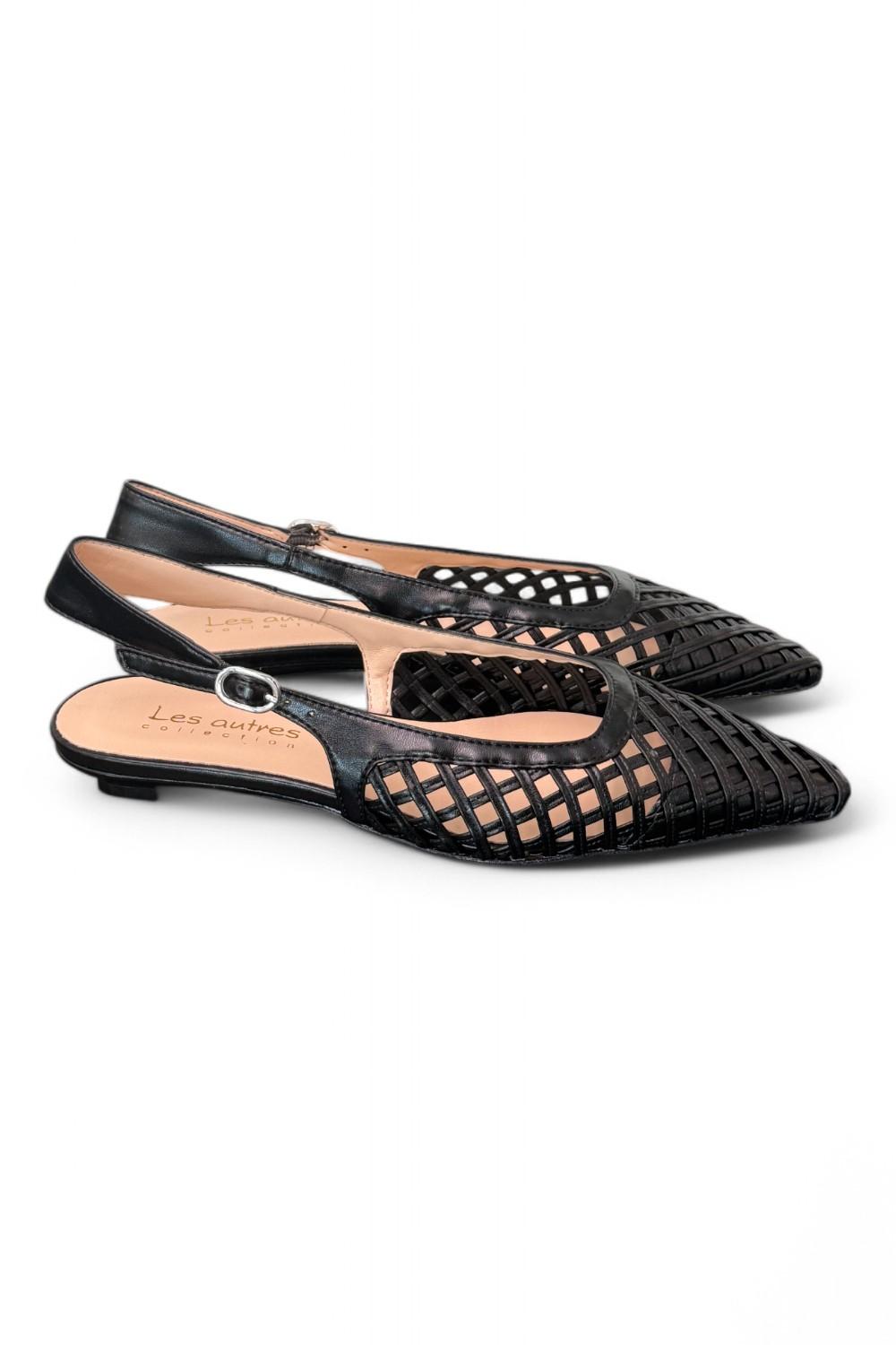 Slingback intreccio nero flat Les Autres<BR/> 