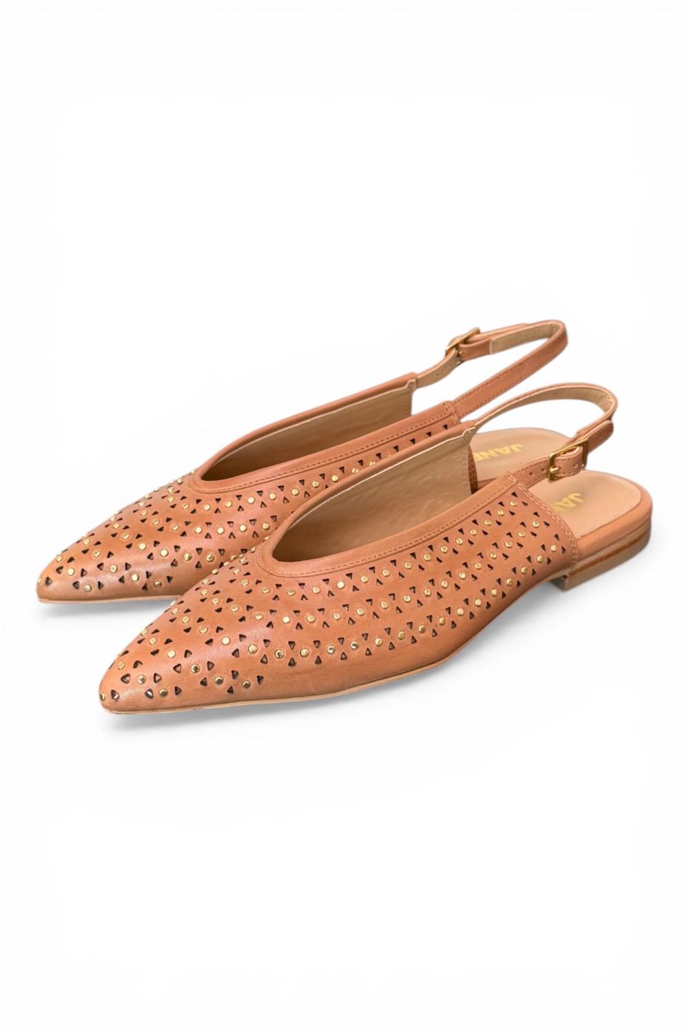 Slingback microborchie cuoio Janet<BR/> <BR/> 