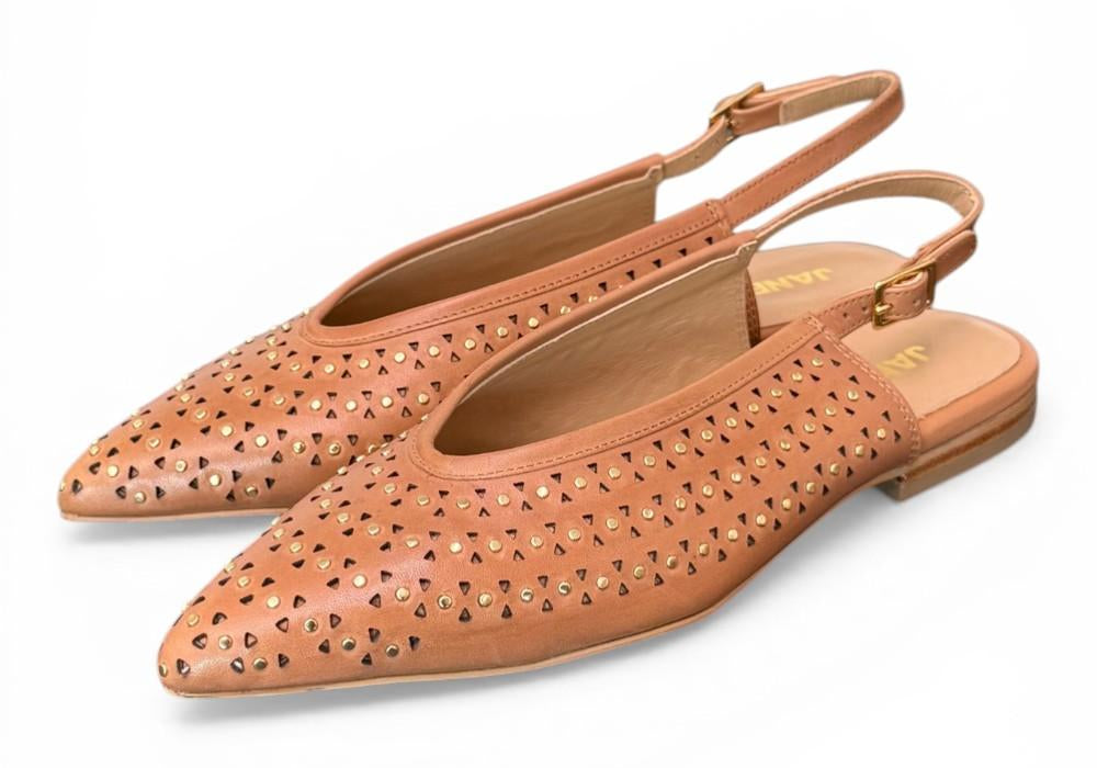 Slingback microborchie cuoio Janet<BR/> <BR/> 