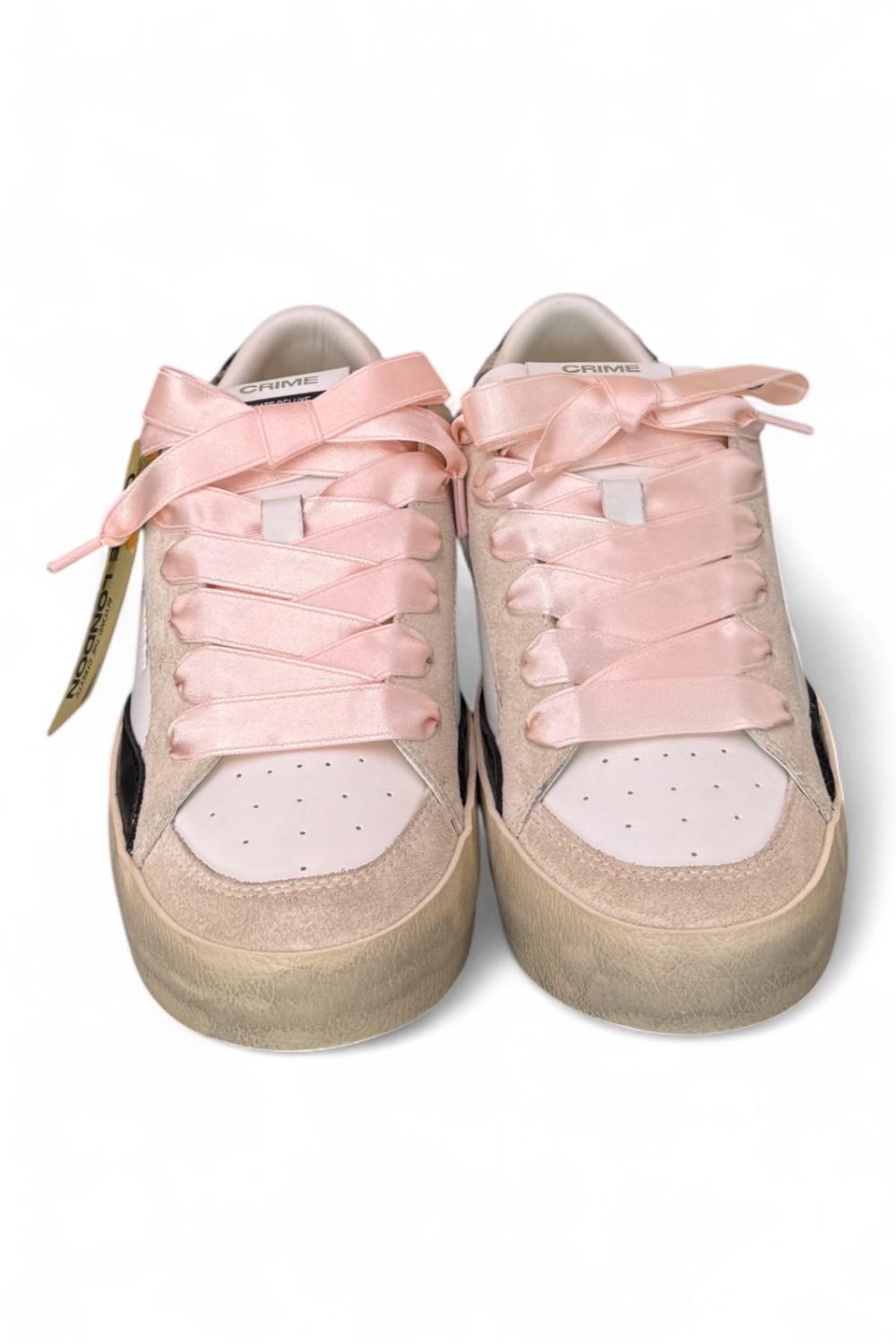 Sneaker donna  De Luxe bianca beige Crime London 