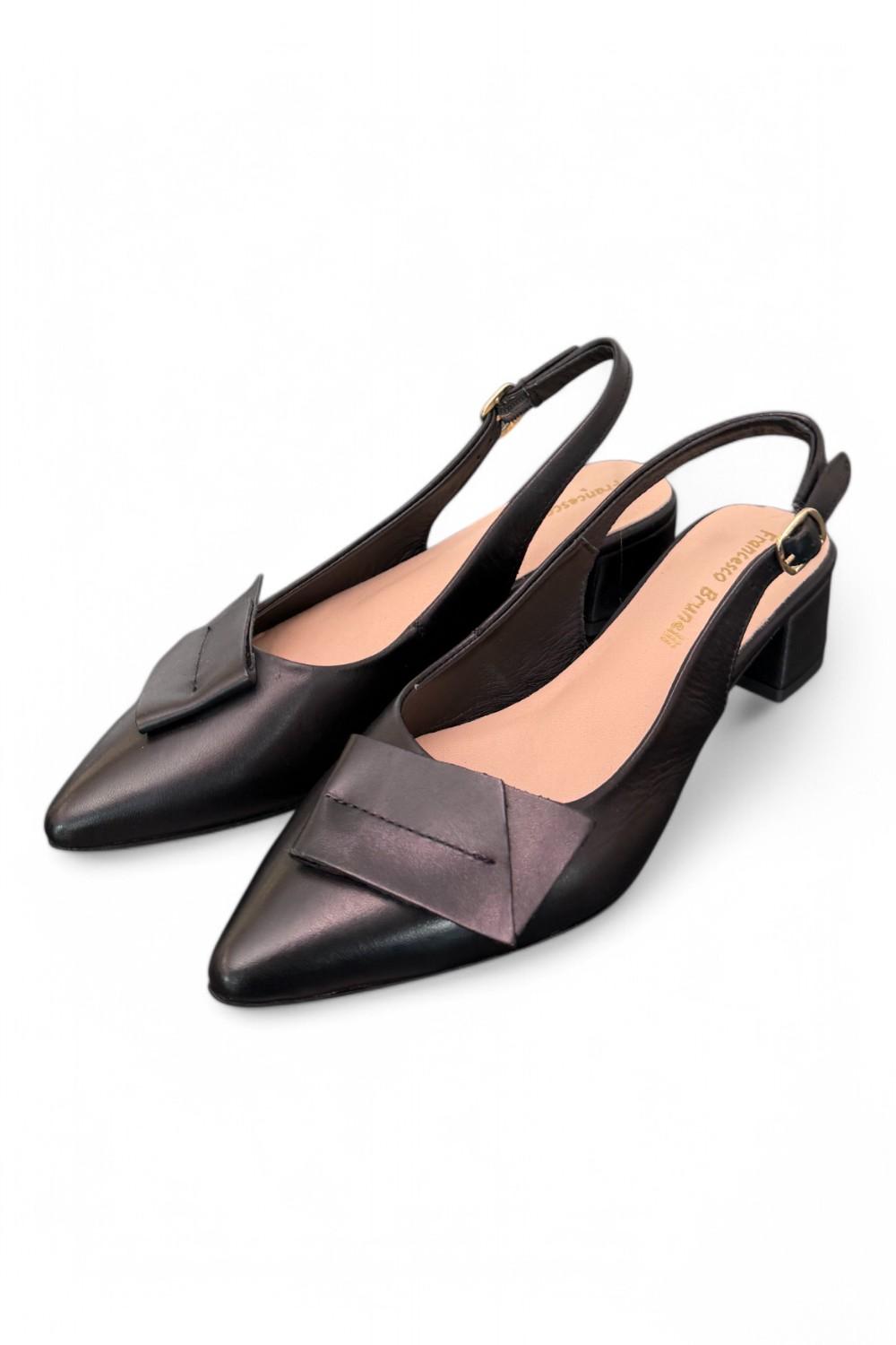 Slingback pelle nera Francesco B 