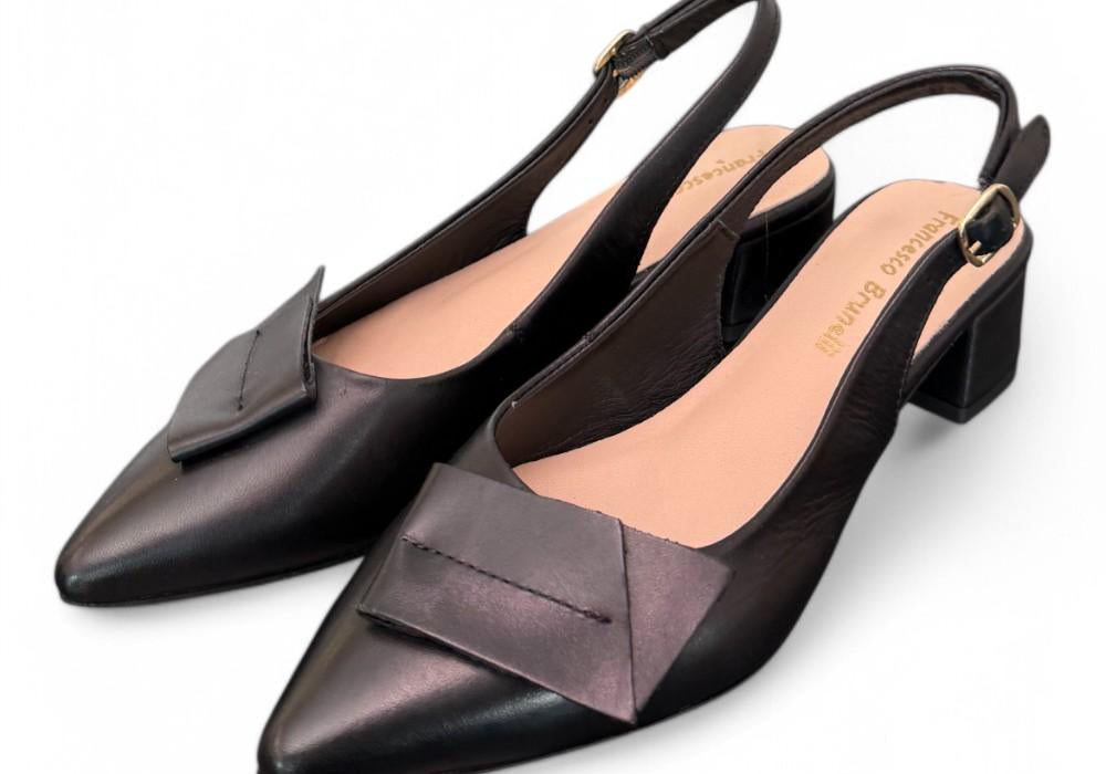 Slingback pelle nera Francesco B 