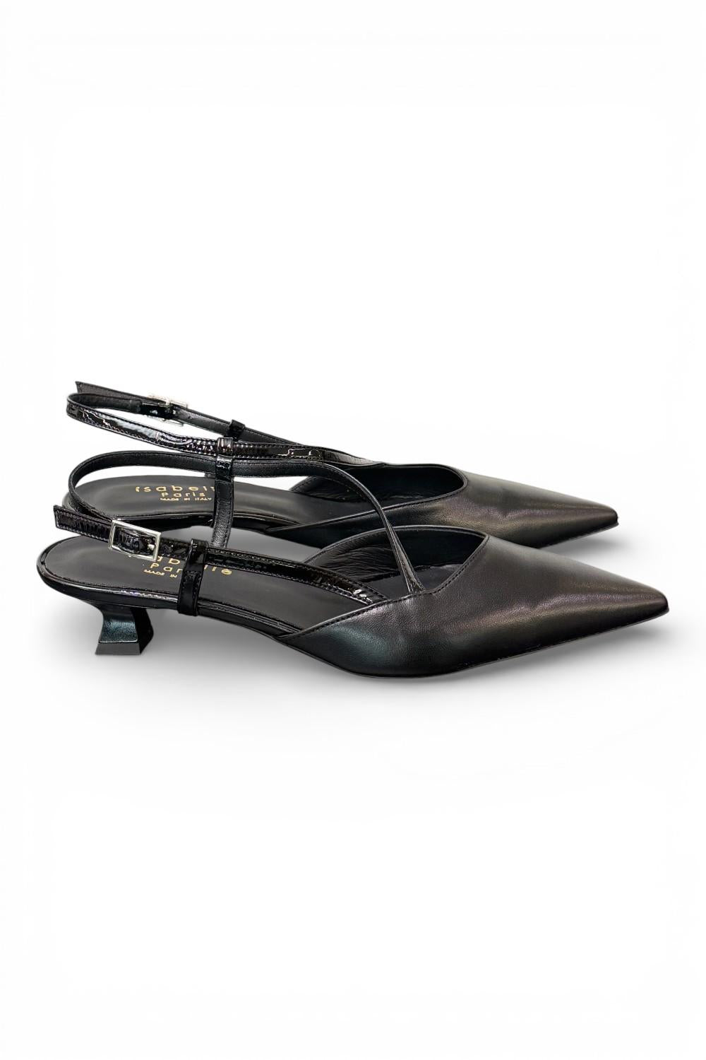 Slingback cintino pelle nera Isabelle Paris 