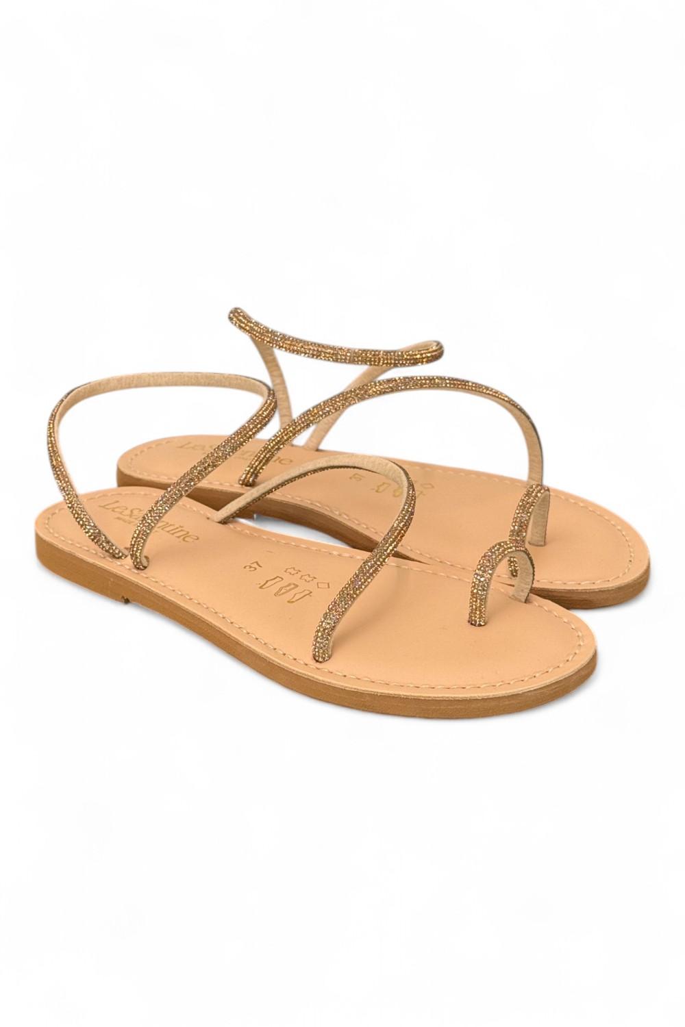Sandalo infradito strass oro Le Salentine 