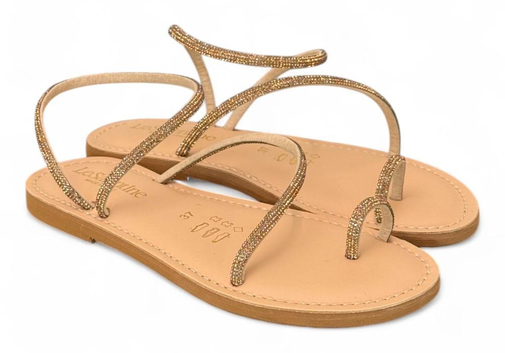 Sandalo infradito strass oro Le Salentine 