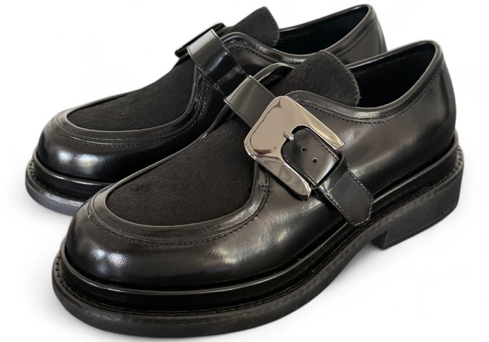 Mocassino ingegnere fibbia nera Zanon 