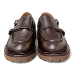 Scarpa doppia fibbia cucitura cioccolato Exton 