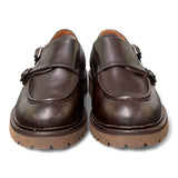 Scarpa doppia fibbia cucitura cioccolato Exton 