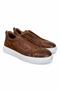 Sneaker uomo slip on pelle marrone  Pawelks