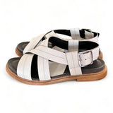Sandalo fasce pelle latte Fabbrica Dei Colli<BR/> 