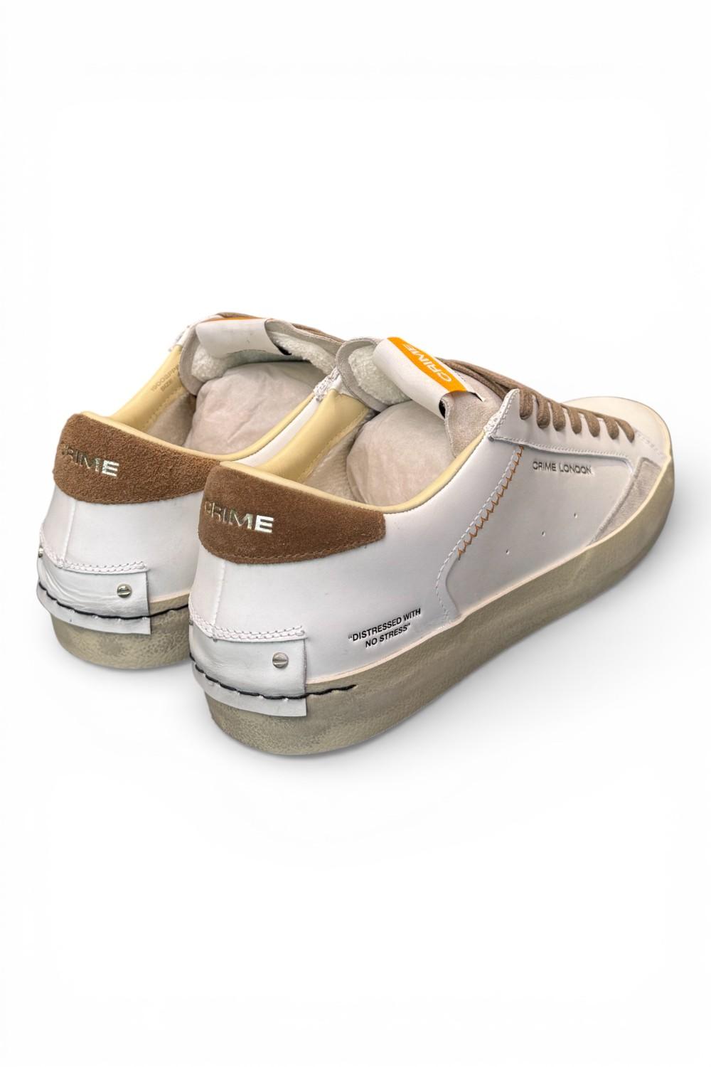 Sneaker vulcanizzata bianca beige Crime London distressed 