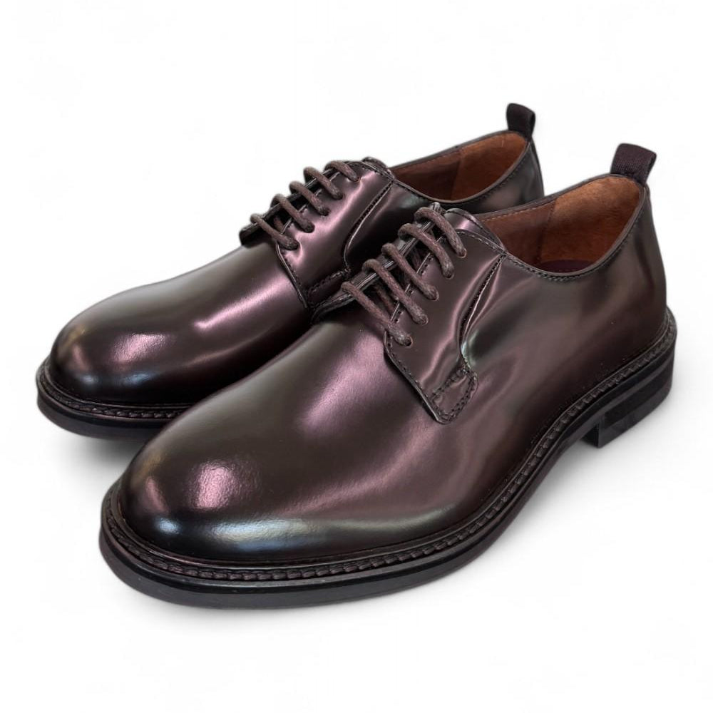 Scarpa allacciata pelle spazzolata ebony Marco Ferretti 