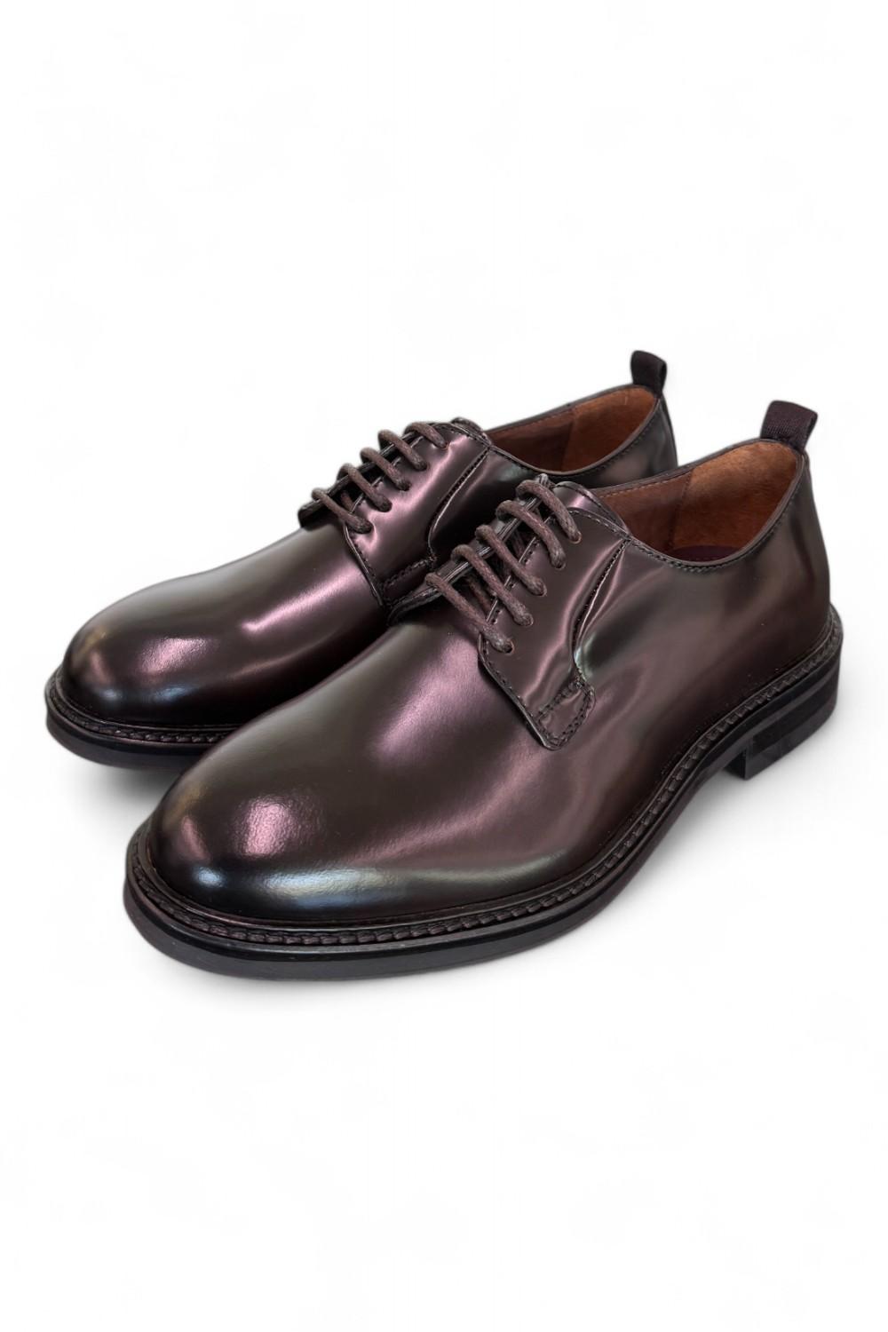Scarpa allacciata pelle spazzolata ebony Marco Ferretti 