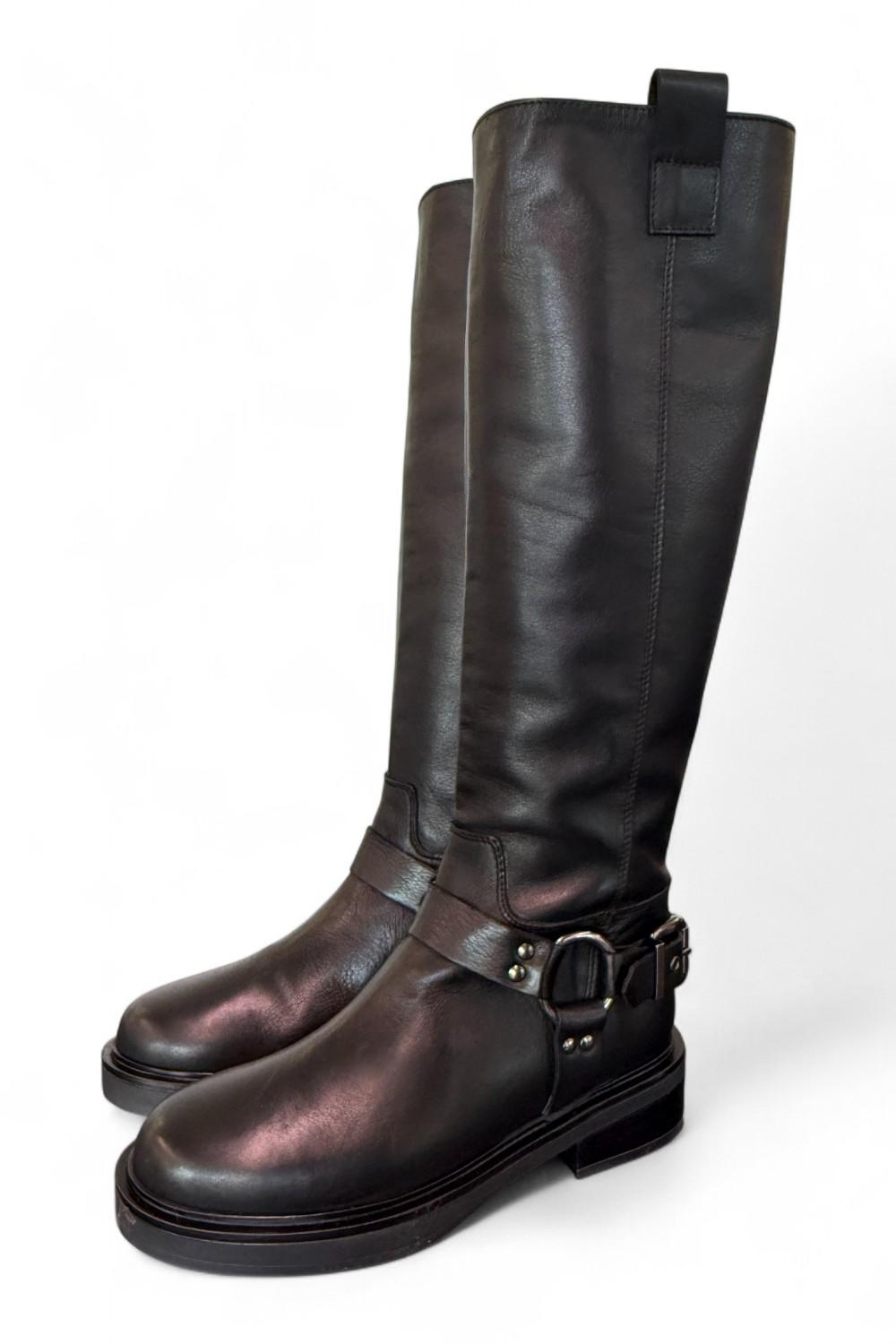 Stivale biker pelle nera Angelica 