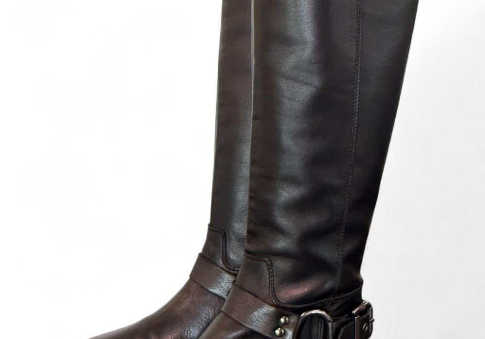 Stivale biker pelle nera Angelica 