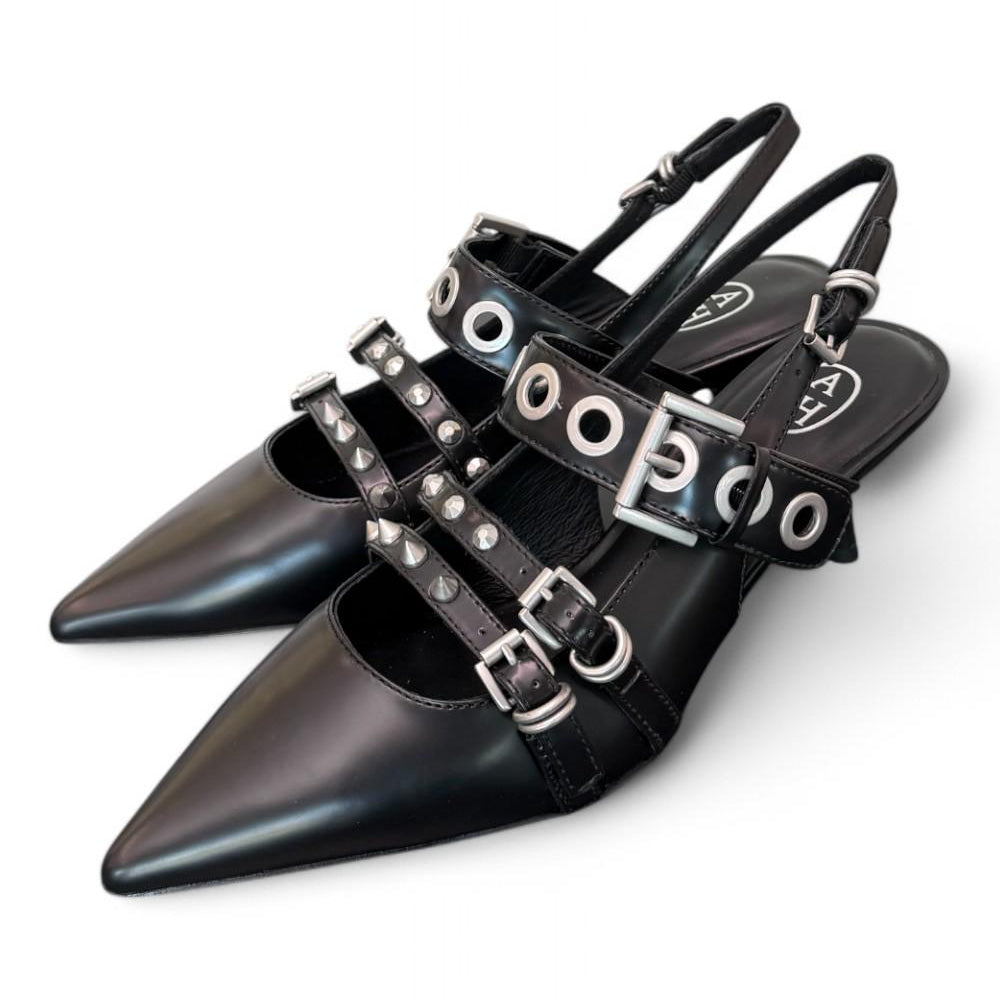 Slingback Ash Babel fibbie pelle nera 