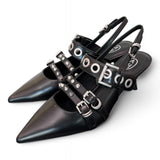 Slingback Ash Babel fibbie pelle nera 