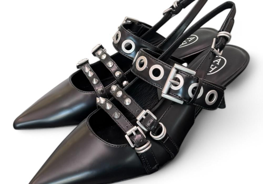 Slingback Ash Babel fibbie pelle nera 