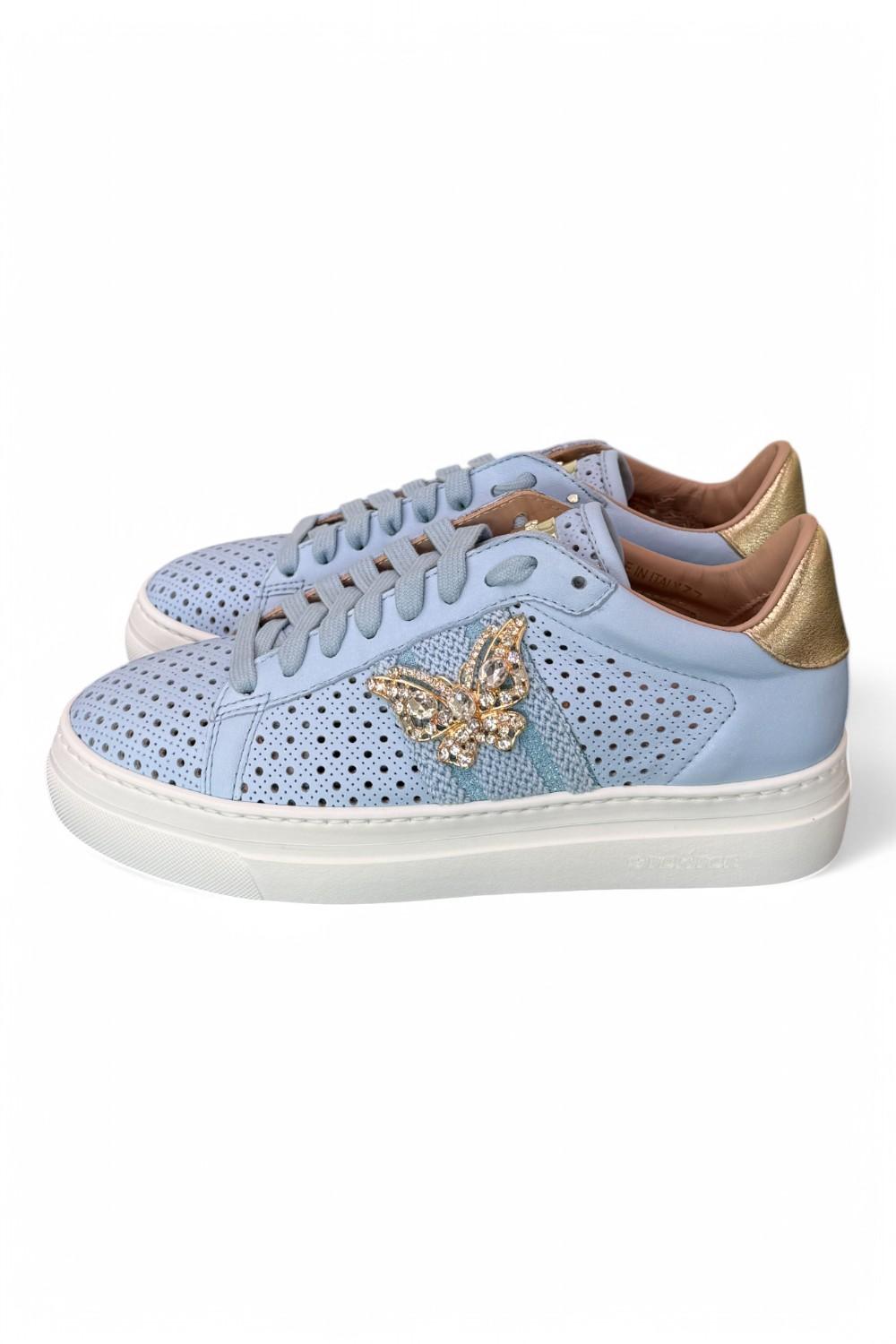 Sneaker Stokton Diva nappa celeste 