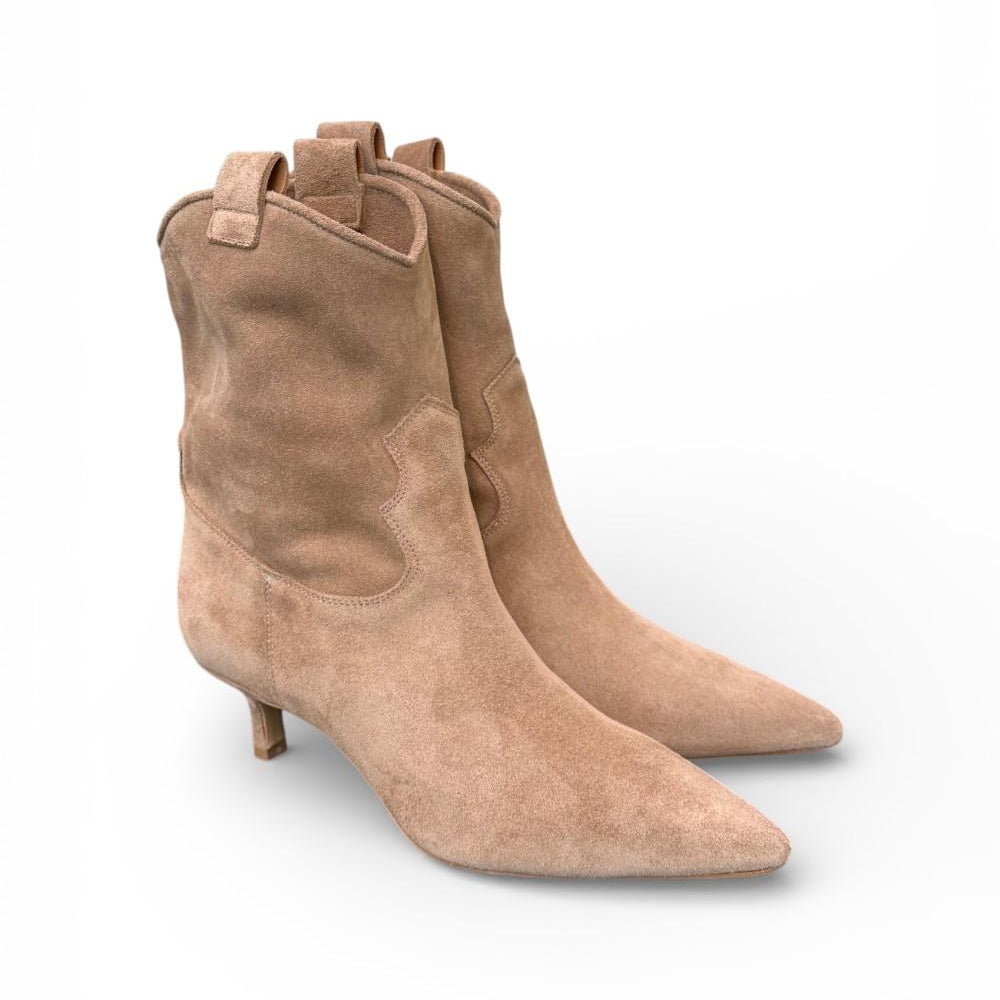 Stivaletto texano elegante suede beige 
