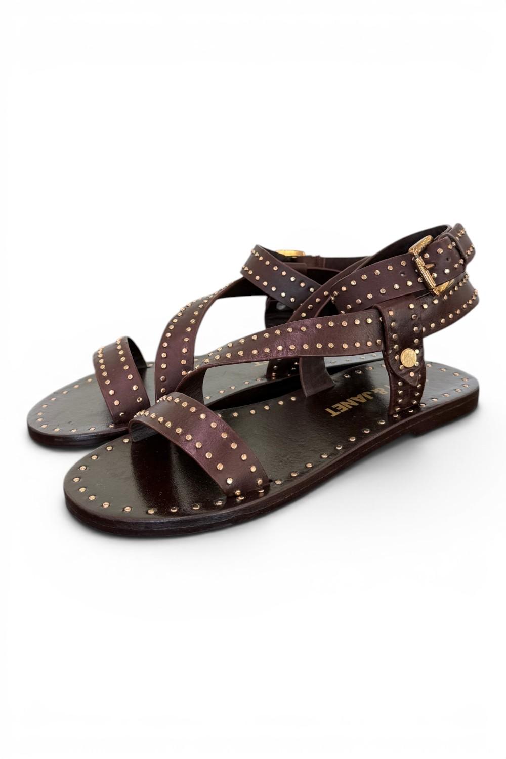 Sandalo microborchie pelle testa di moro Janet<BR/> <BR/> 