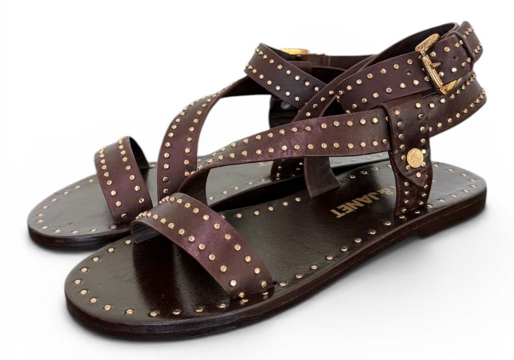Sandalo microborchie pelle testa di moro Janet<BR/> <BR/> 