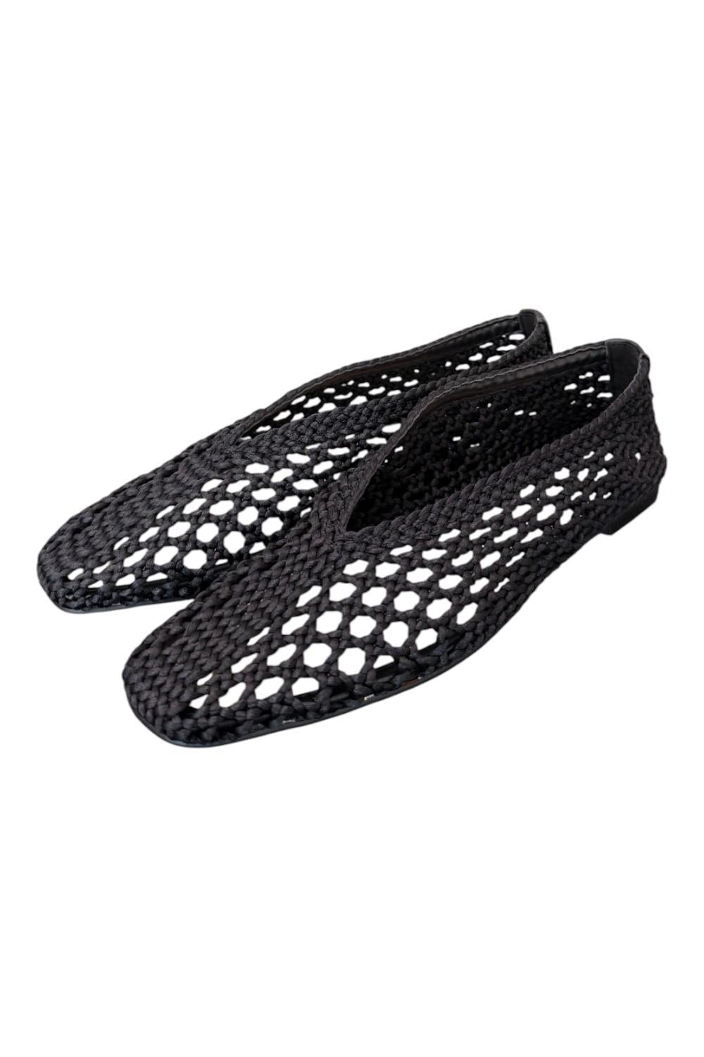 Ballerina intrecciata in tessuto nera Inuovo<BR/> 