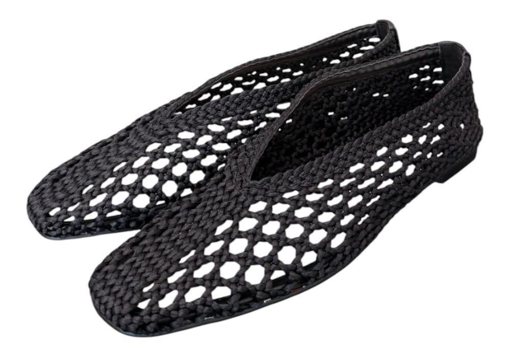 Ballerina intrecciata in tessuto nera Inuovo<BR/> 