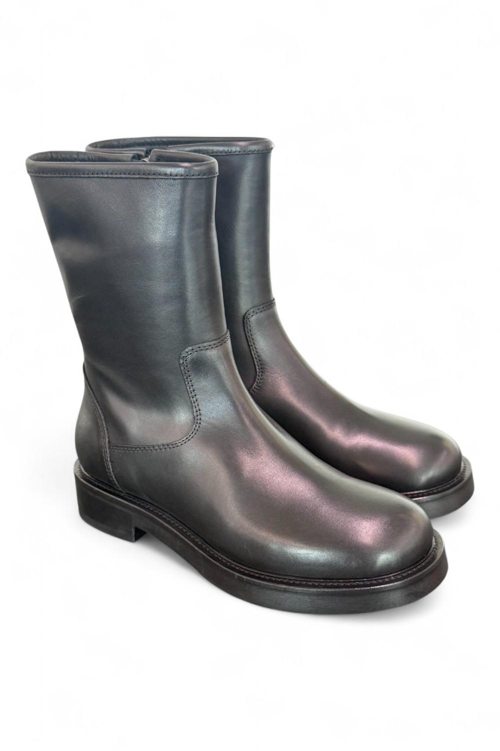 Stivale zip biker pelle nera Anima 