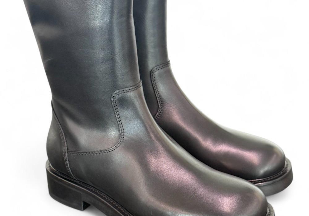 Stivale zip biker pelle nera Anima 