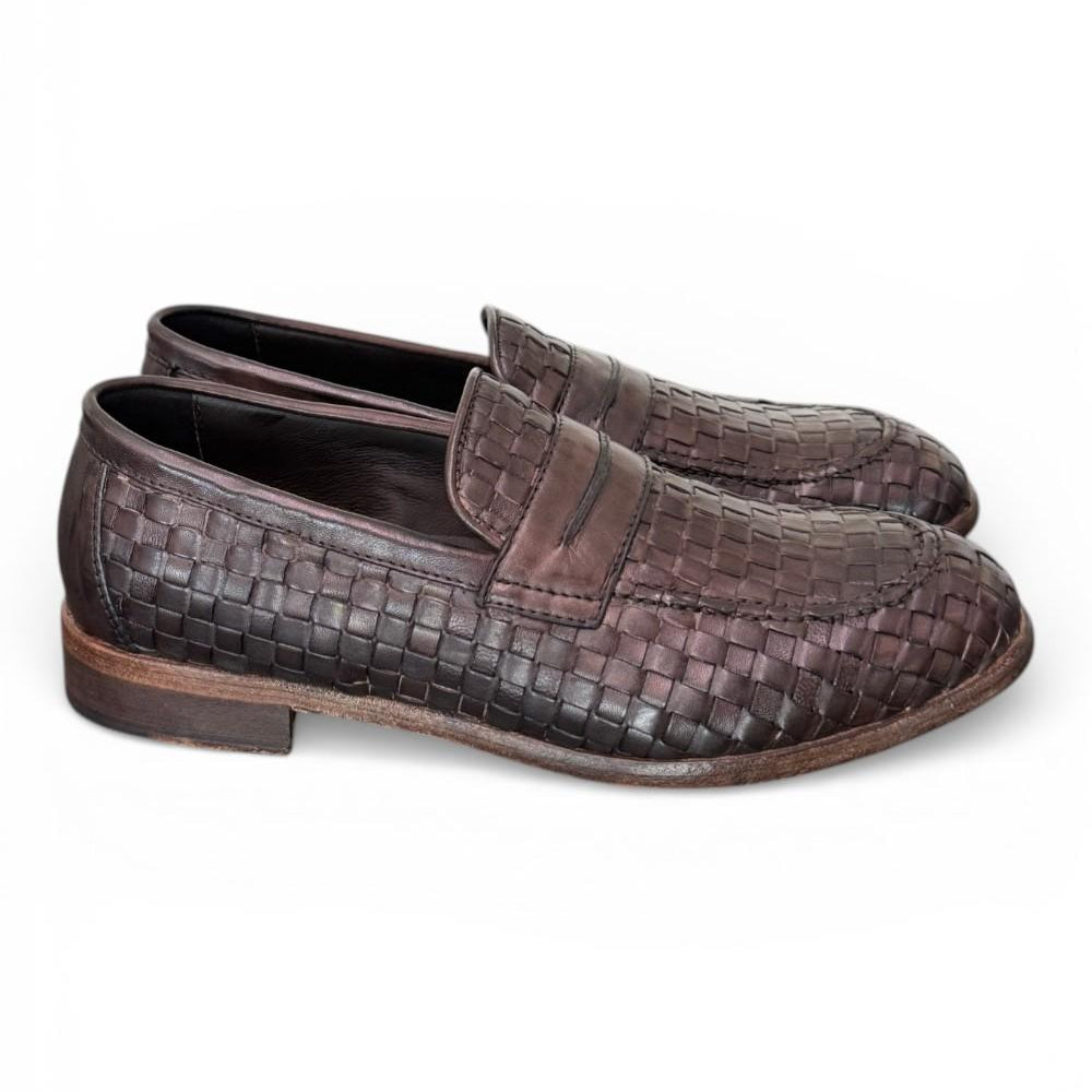 Mocassino pelle intrecciata testa di moro Kebo 