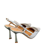 Slingback tessuto e pelle argento accessorio Chantal 