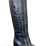 Stivale tubo alto tacco 80 pelle nera Elisa Lanci<BR/> 