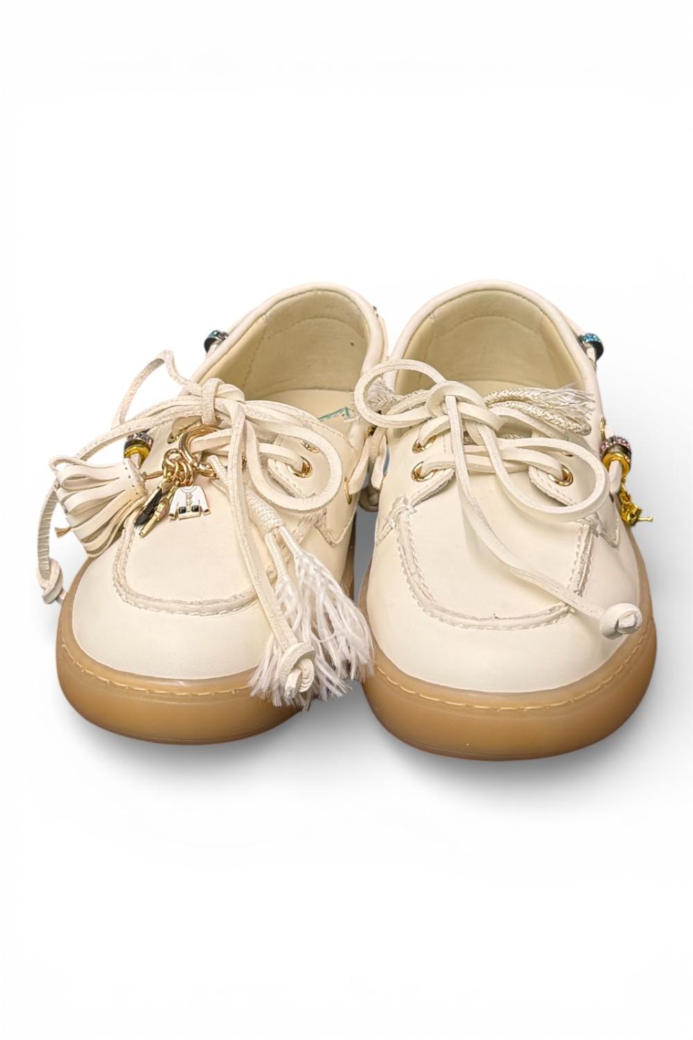 Scarpa barca nappa latte Gioplus 