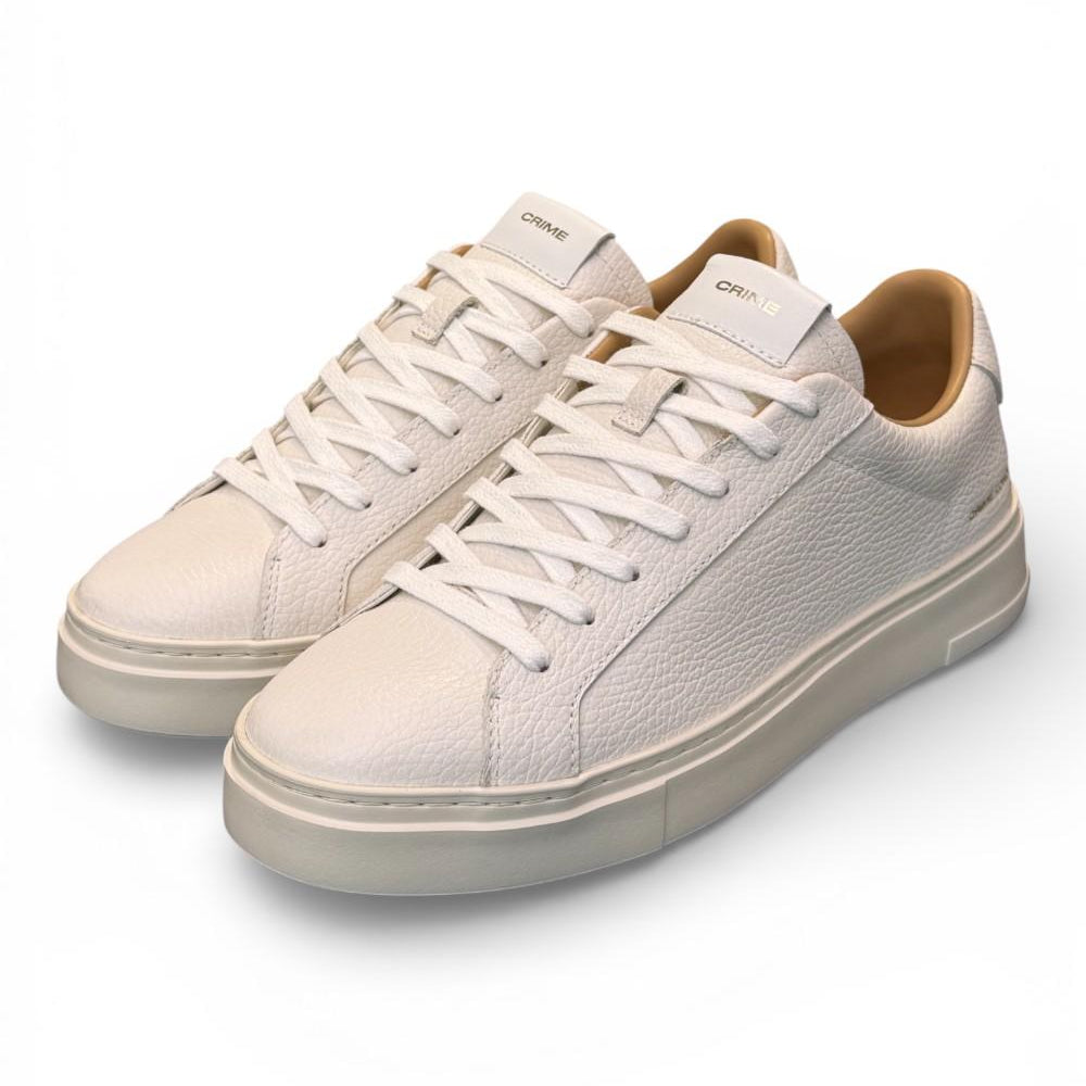 Sneaker pelle martellata bianca XL Crime London 