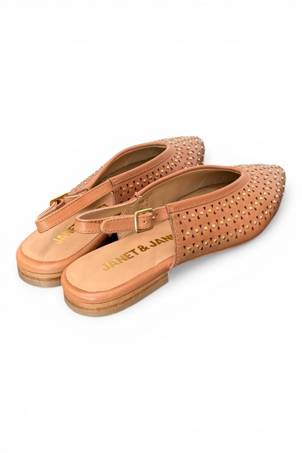 Slingback microborchie cuoio Janet<BR/> <BR/> 