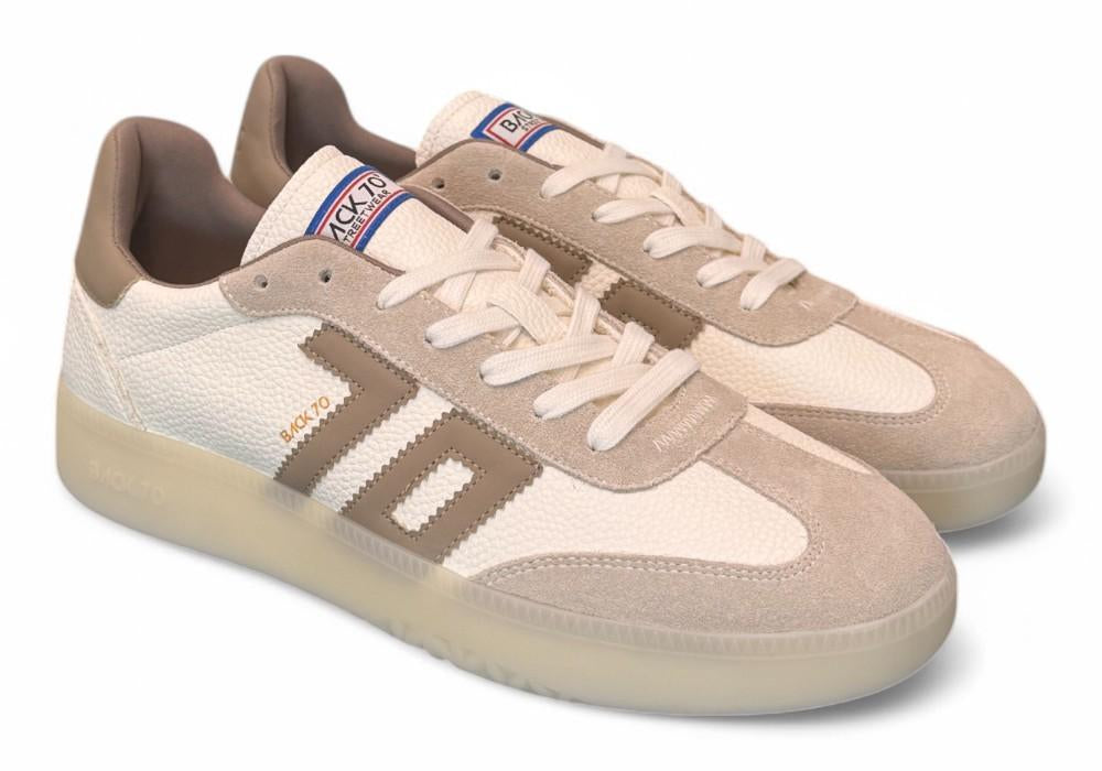 Sneaker uomo  Boston suede bianco beige Back 70<BR/> 