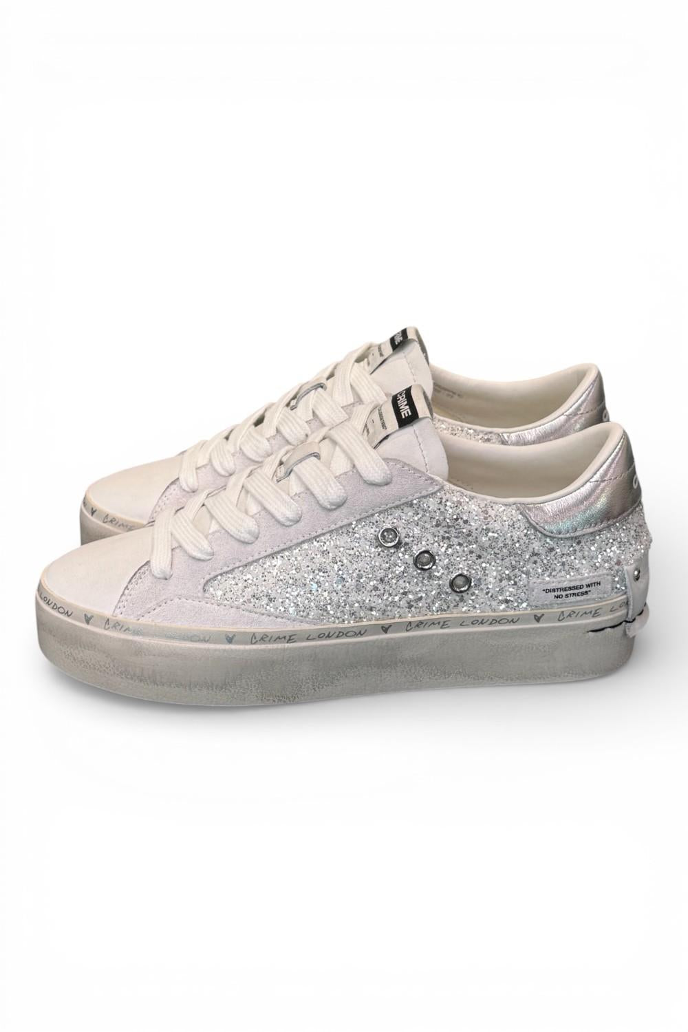 Sneaker bianca argento platform Crime London 