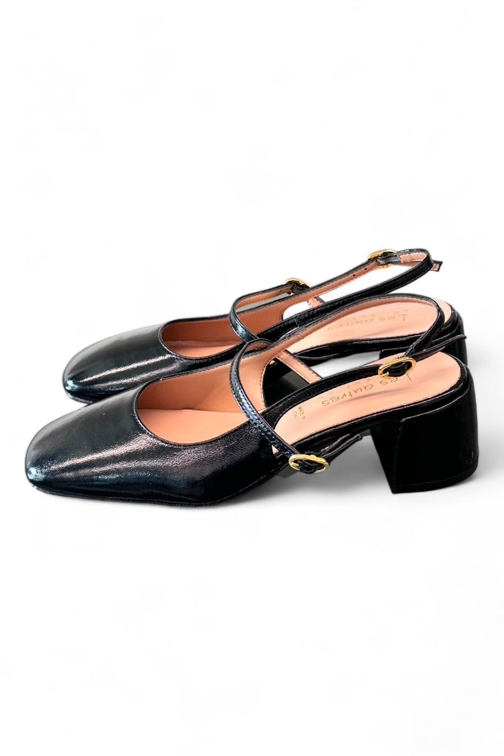 Slingback cintino naplak nero Les Autres tacco 50 
