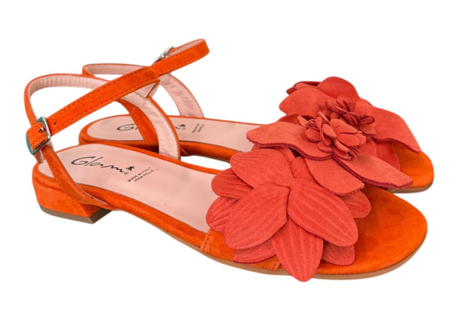 Sandalo fiore suede corallo Glam<BR/> 