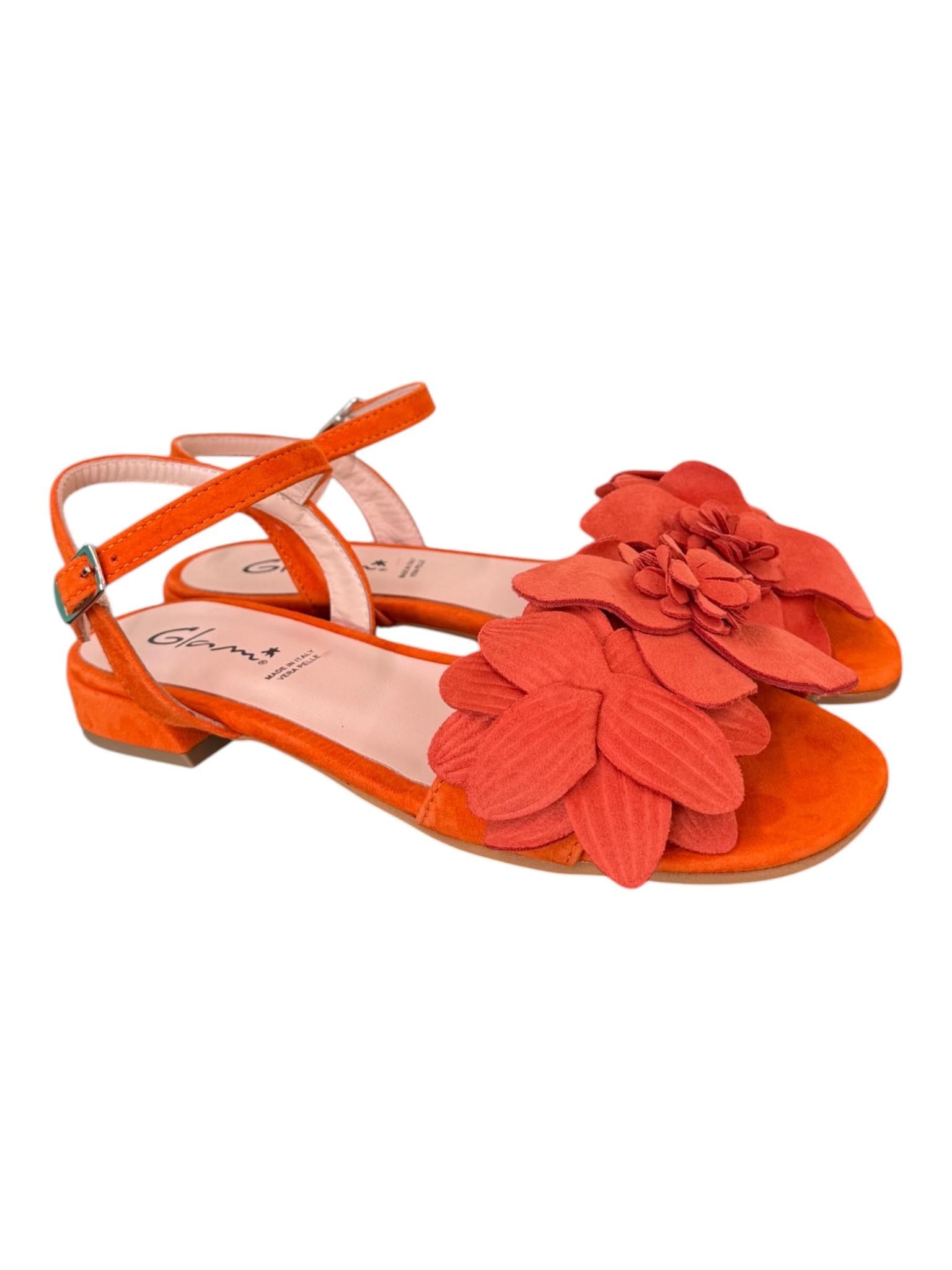 Sandalo fiore suede corallo Glam<BR/> 