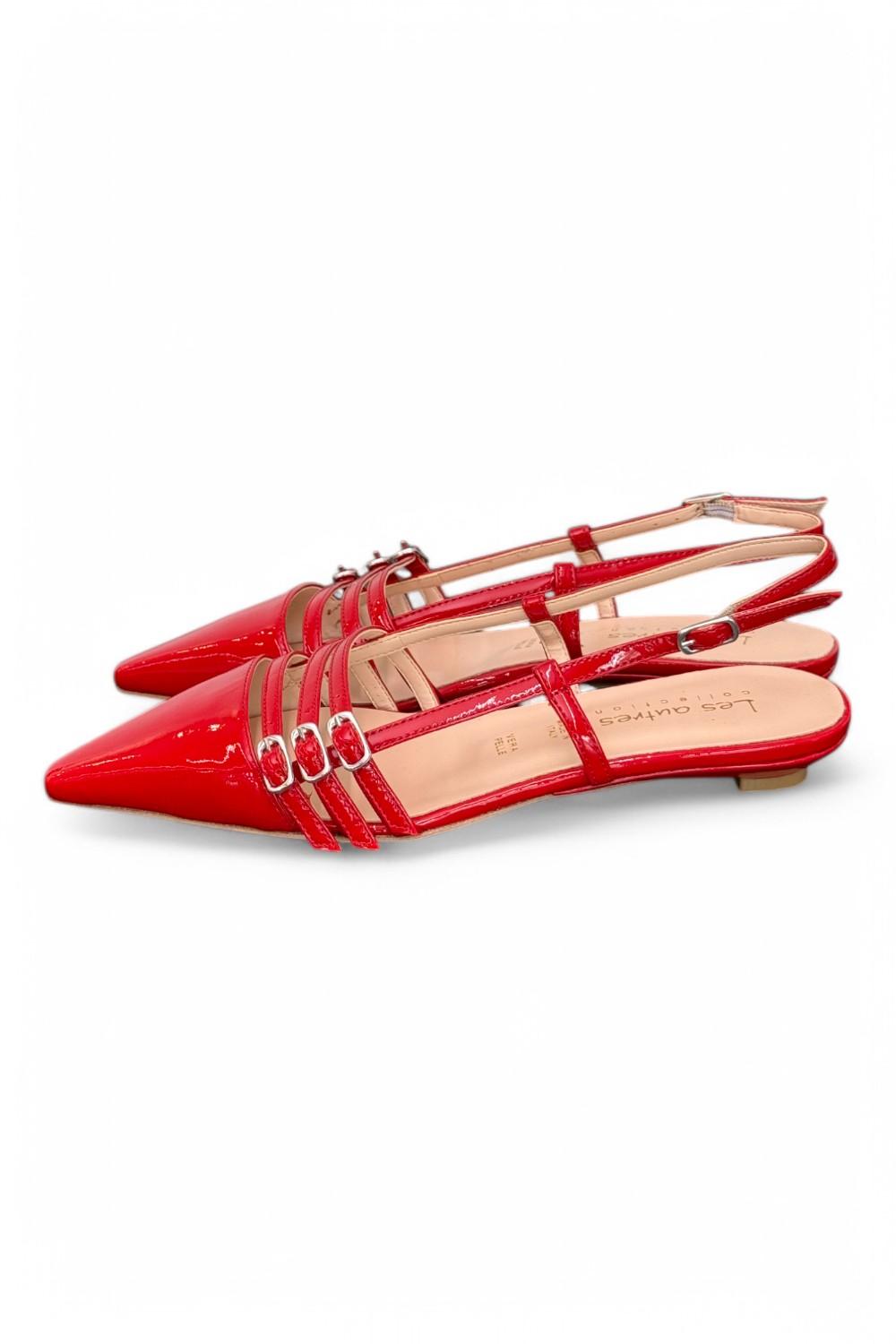 Slingback cintini vernice rossa  flat Les Autres<BR/> 