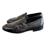 Mocassino fibbie pelle nera Pawelks<BR/> 