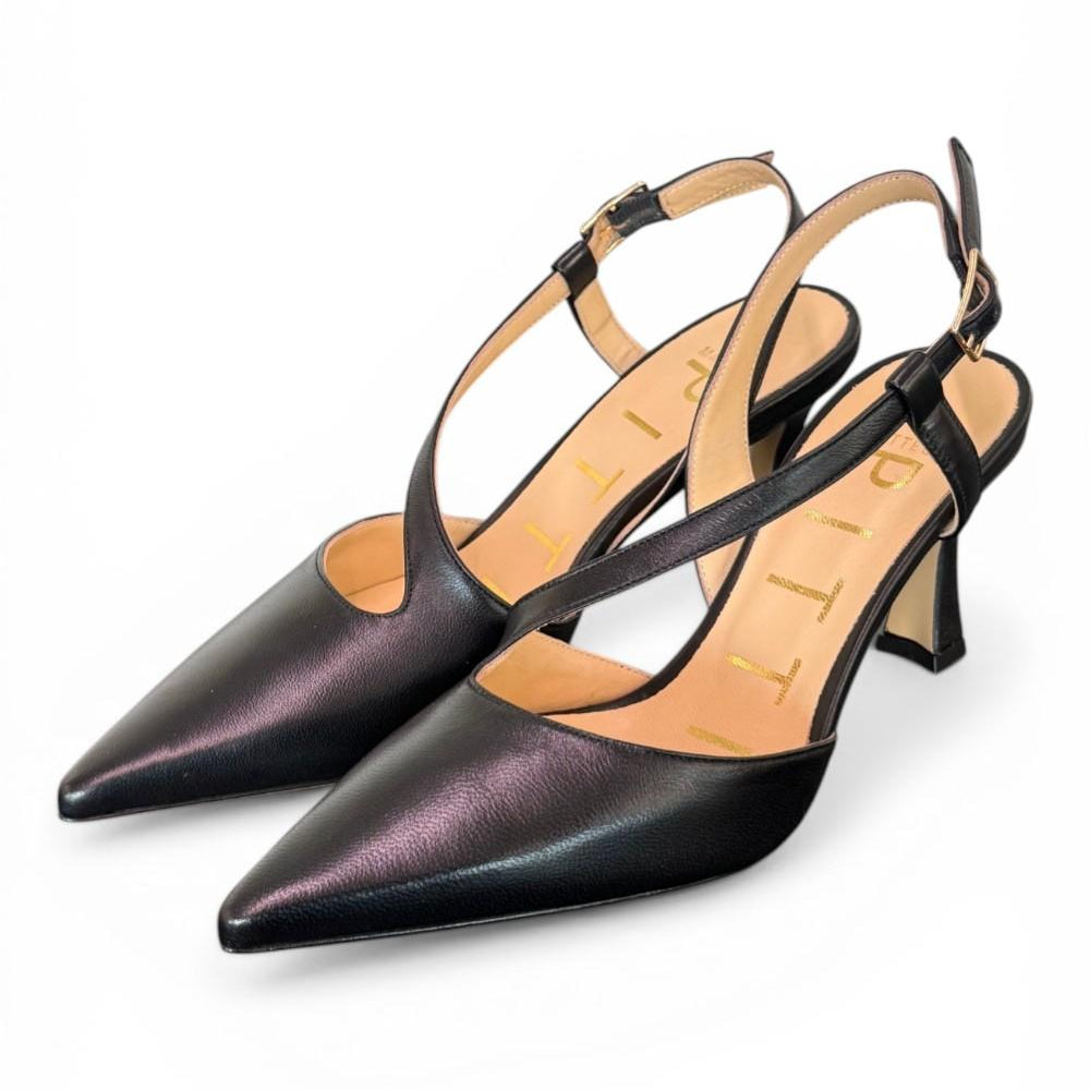 Slingback trasversale pelle nera Matteo Pitti 