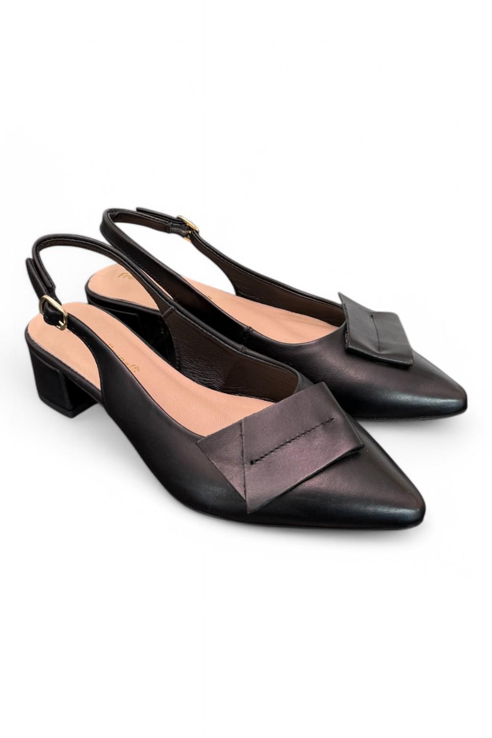 Slingback pelle nera Francesco B 