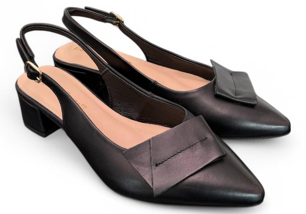 Slingback pelle nera Francesco B 